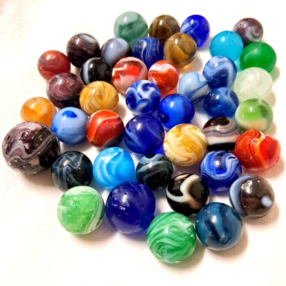 Forty Antique Slag Marbles